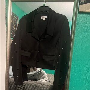 Chic Black Pearl-Embellished Jacket